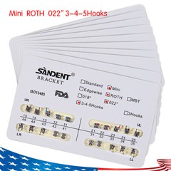 20 Packs Dental Orthodontic Metal Braces Brackets Mini Roth 022 Hooks 345 #2 FDA