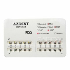 20 X AZDENT Dental Orthodontic Brackets Braces Mini MBT.022 Hooks 3-4-5 Metal