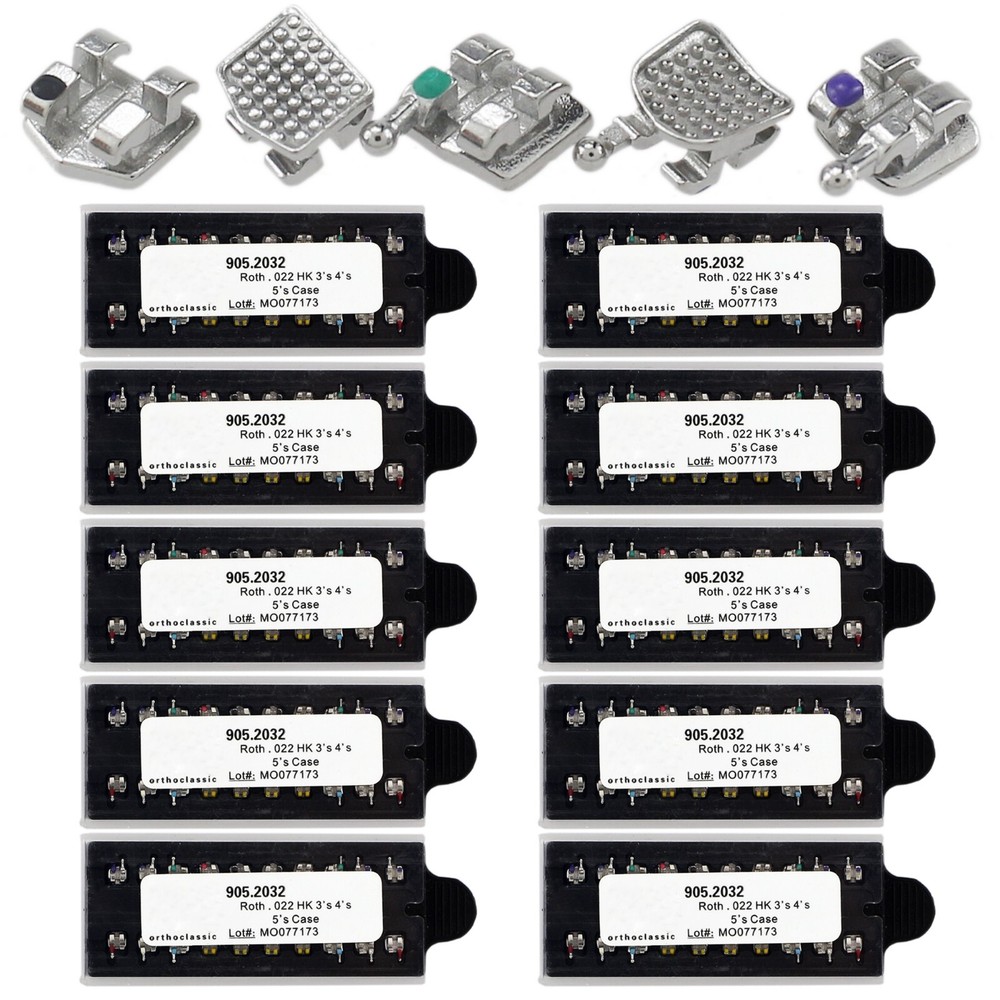 10 Sets Dental Orthodontic Metal Brackets Braces Mini Roth 022 345 Hooks MIM 5-5