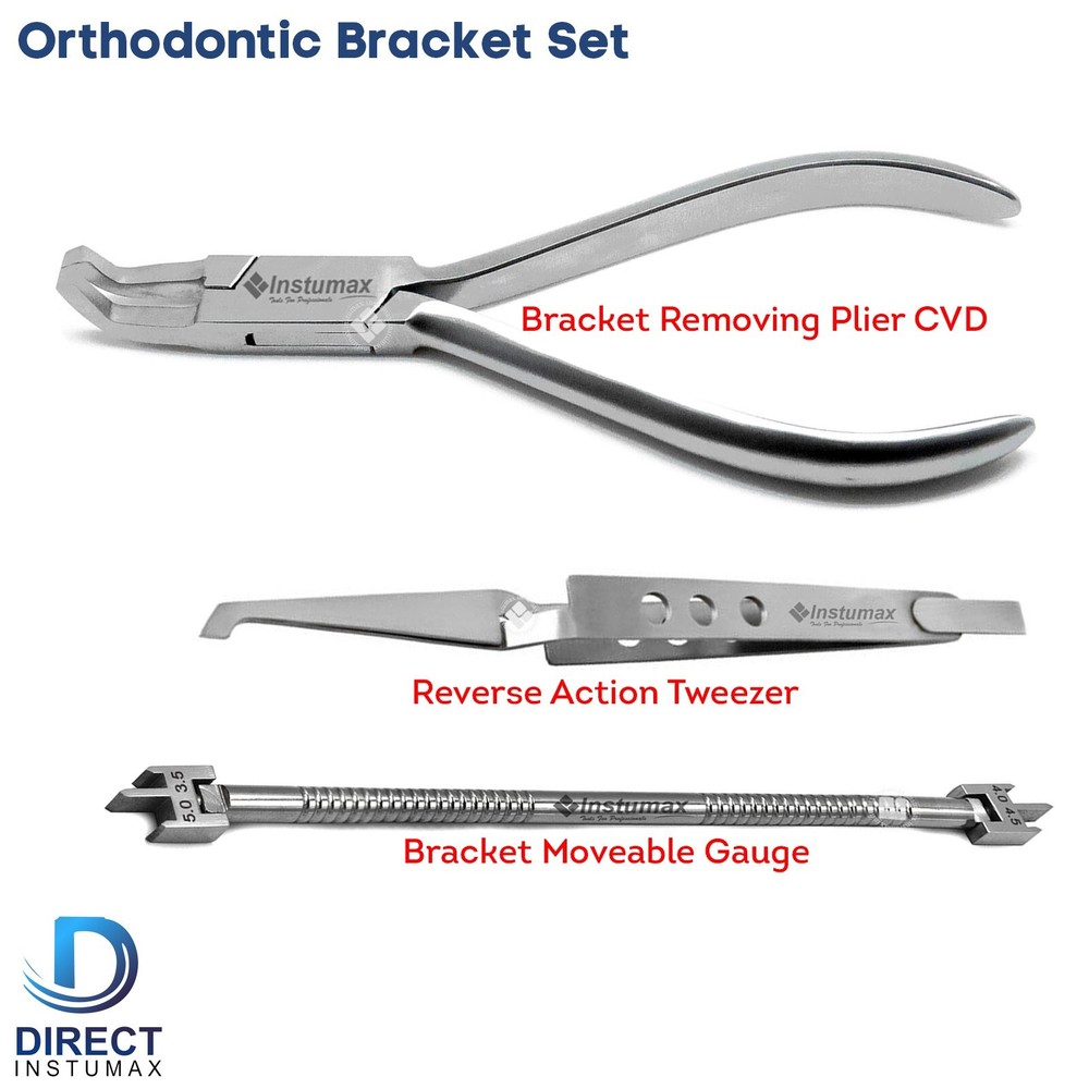 Orthodontic Bracket Removing, Plier Moveable Gauge Reverse Action Tweezers 3-PCS