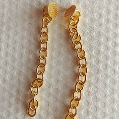 10pcs Dental Orthodontic Traction Chain Gold Plated Round Buttons with Chain
