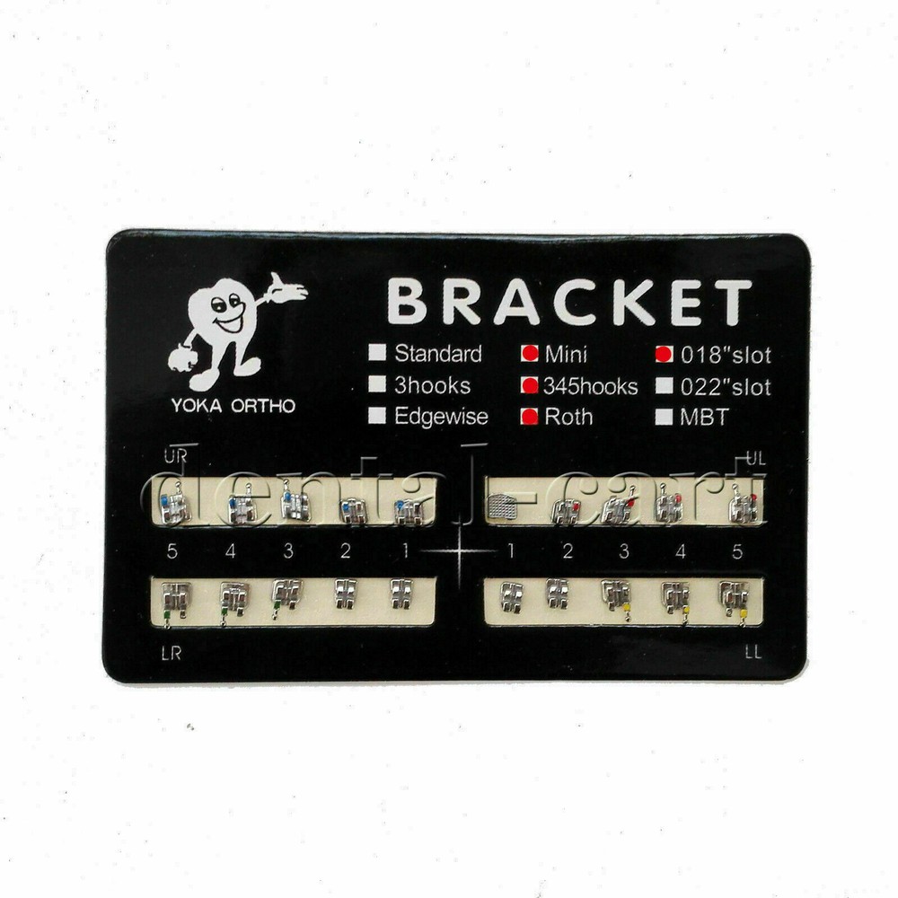YOKA Dental Ortho Metal Brackets Braces Mini/Standard Roth/MBT 022/018 3/345 H