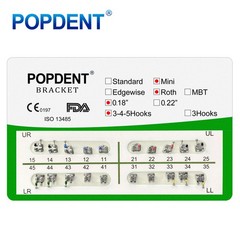 10xPOPDENT Dental Orthodontic Metal Brackets MIM MBT/ROTH 022/018 345H Monoblock