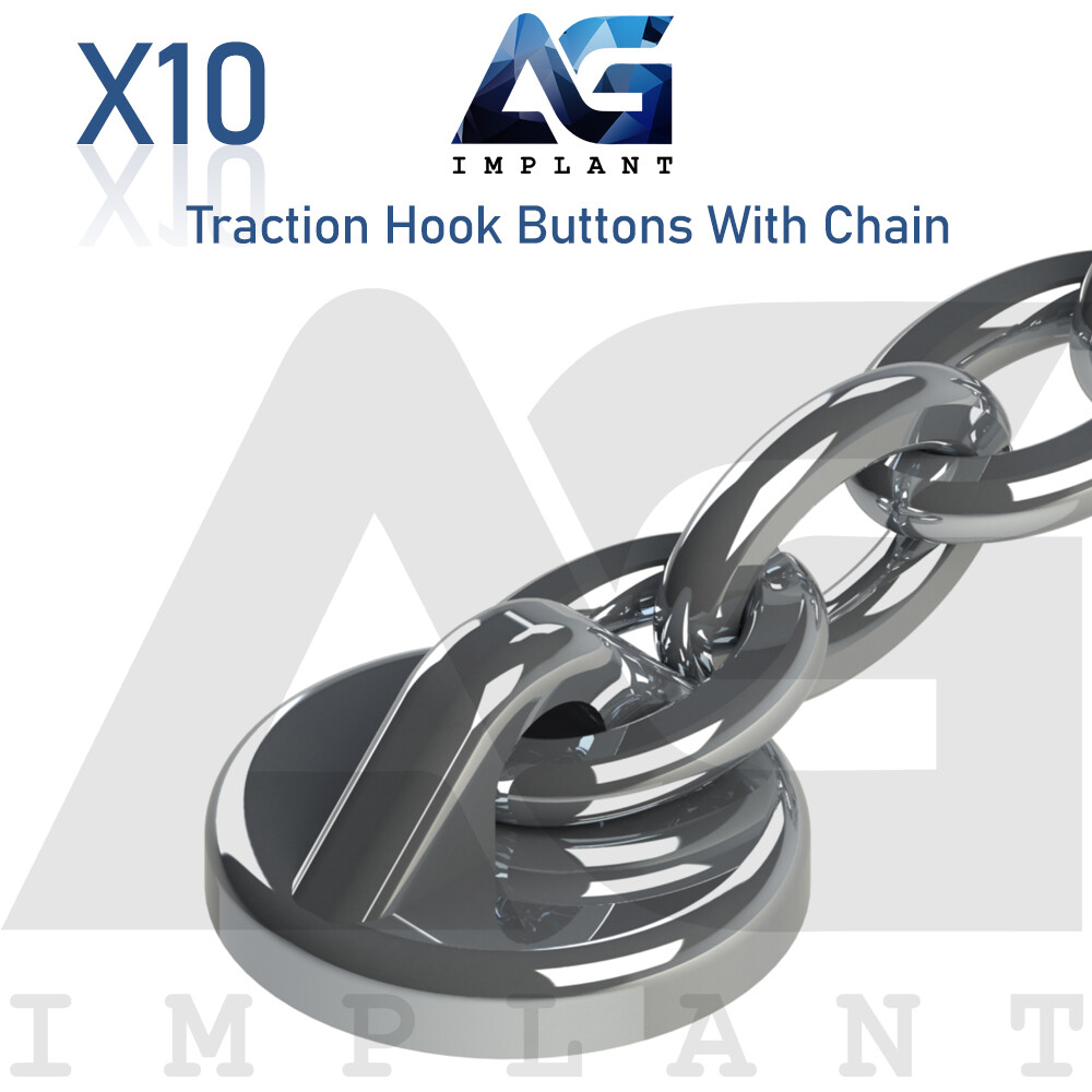 Traction Hook Eyelet Button With Chain Round Base Brackets Orthodontic Dental