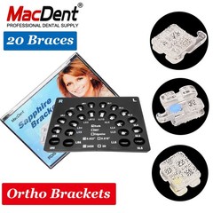 20pcs Dental Ortho Monocrystalline Sapphire Ceramic Clear Bracket MBT/ROTH 0.22