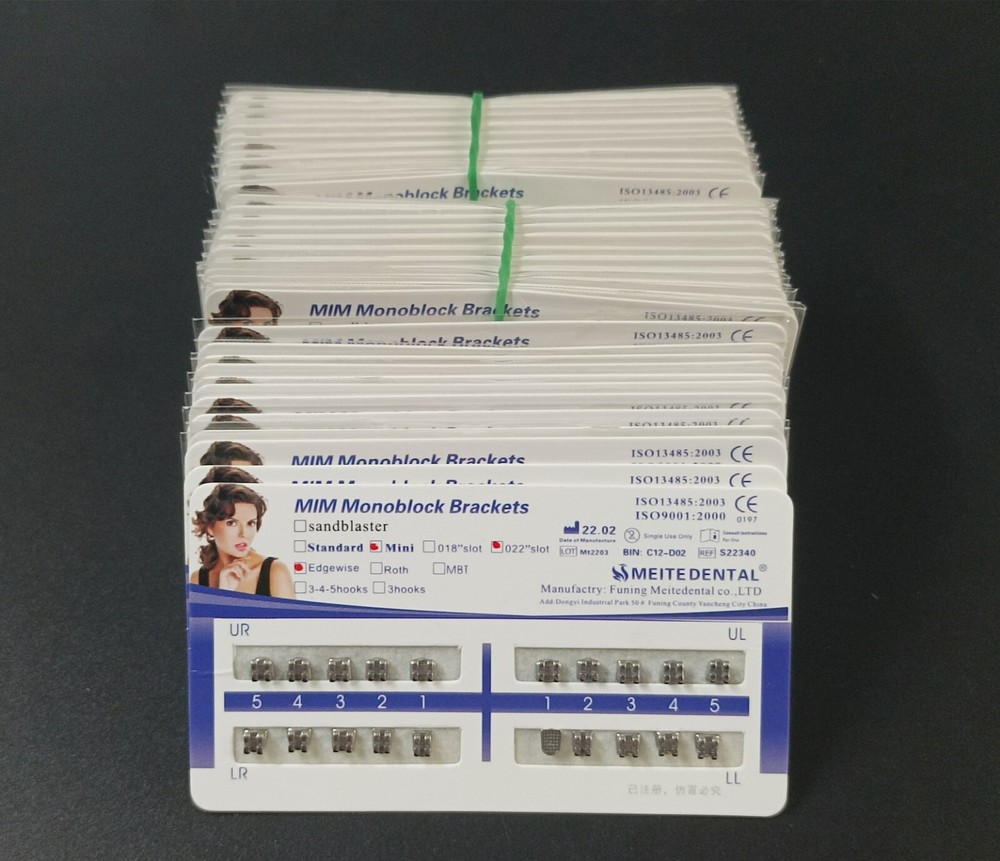 100Sets Dental Orthodontics MIM Monoblock Brackets Mini Edgewise 022 no hooks