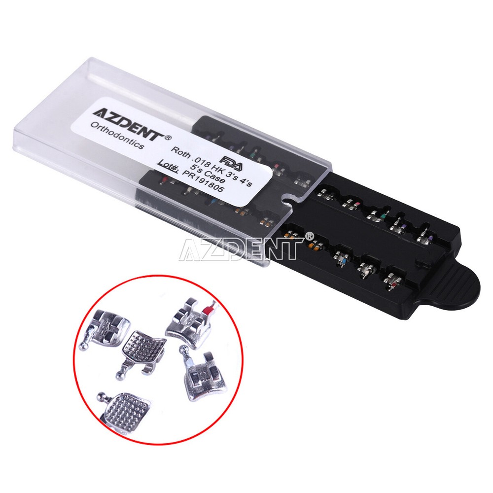 AZDENT Dental Ortho MIM Braces Brackets Mini Roth MBT 018/022 Hooks 345 Metal