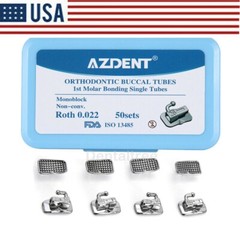 50Set AZDENT Dental Orthodontic Buccal Tube 1st Molar Roth 022 Bondable Non-Conv