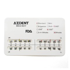 10packs AZDENT Dental Braces Brackets Mini/Standard MBT/Roth 022/018 Hooks 3 4 5