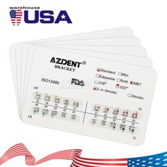 AZDENT Dental Orthodontic Bracket Braces Standard MBT Slot.022 Hooks 3 4 5