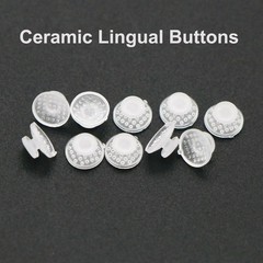 Dental Ortho Composite Clear Ceramic Lingual Buttons for Round Rectangular Base