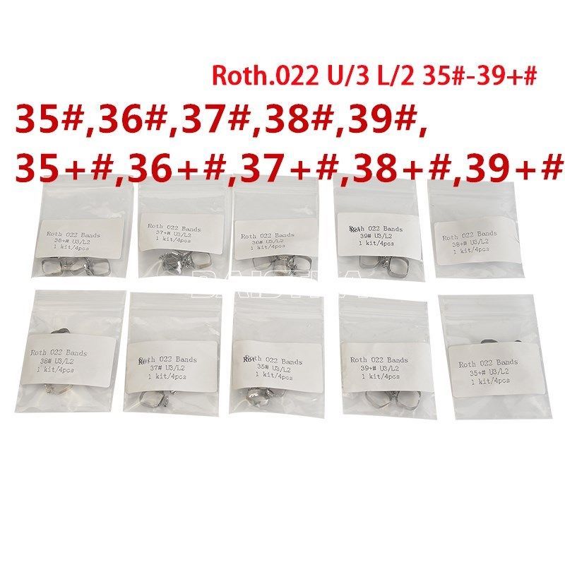 40 Pcs Dental Orthodontic Band &Buccal Tube Molar U3/L2 Conv Roth.022″ 35#-39+#
