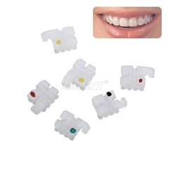 AZDENT Dental Orthodontic Ceramic Clear Bracket Brace MBT Roth 022 Hook 345 Mesh