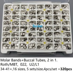 Dental Orthodontic 1st Molar Bands with Buccal tubes MBT Roth 022 U2/L1 #34-41+