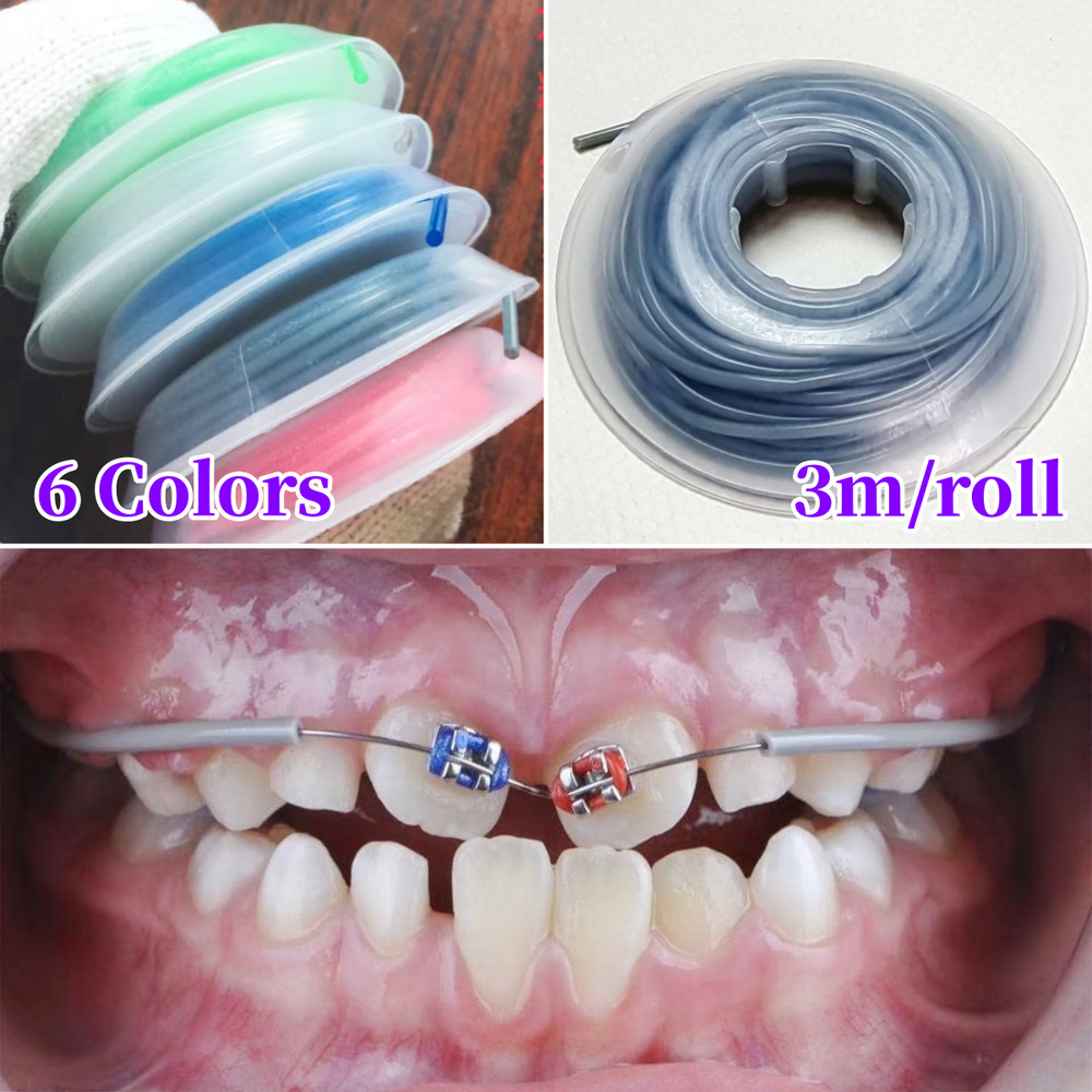 Dental Orthodontic Archwire Sleeve Elastic Protective Tube Wires Bracket 6 Color