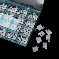 AZDENT Dental Ortho Ceramic Brackets Braces 5*5 MBT/ROTH 022 Hooks 345 Mesh Base