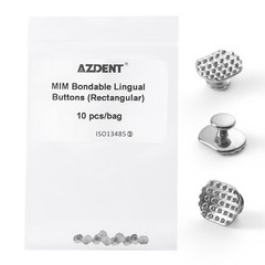 Botones linguales adhesivos para ortodoncia dental con gancho y base rectangular
