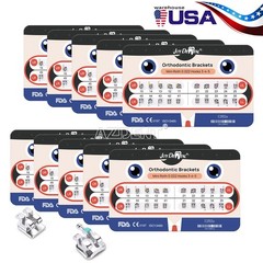 10X Dental Orthodontic Metal Brackets Braces Mini Roth.022 Hooks 345 Joydental