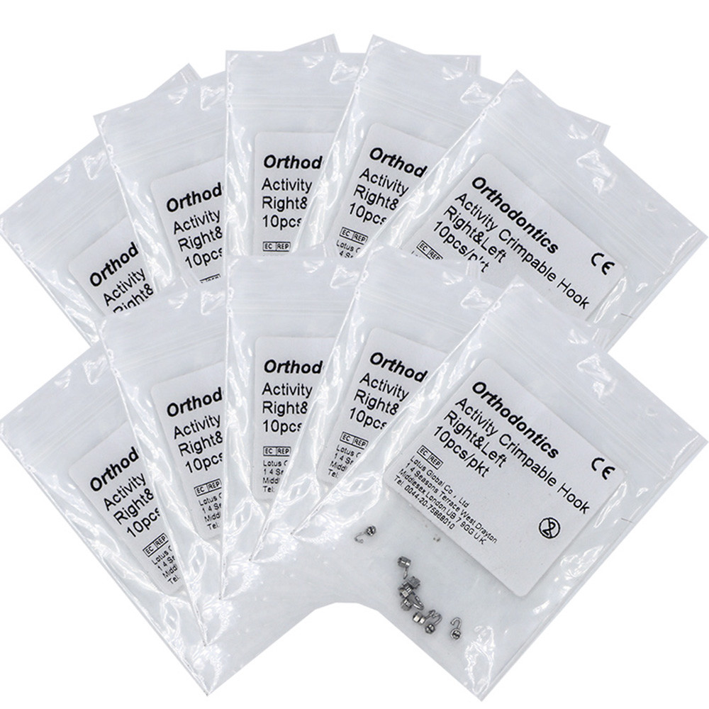 10 Packs Dental Orthodontic Activity Crimpable Hook Right & Left 10pcs/pack
