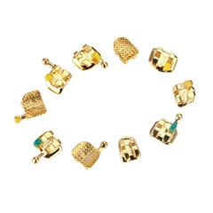 Dental Orthodontic Brackets Braces 24K Gold Plated Roth/MBT.022 345 Hooks UP/LOW