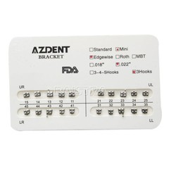 20pcs Dental Orthodontic Brackets Braces Mini Edgewise 022 Hooks 3 Metal AZDENT