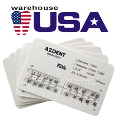 AZDENT Orthodontic Dental Brackets Roth MBT.022/.018 Hooks/Niti Round Arch Wire
