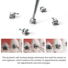 5 Sets Dental Ortho MIM Self Ligating Brackets Mini Roth.022 Hooks 345 1st Molar
