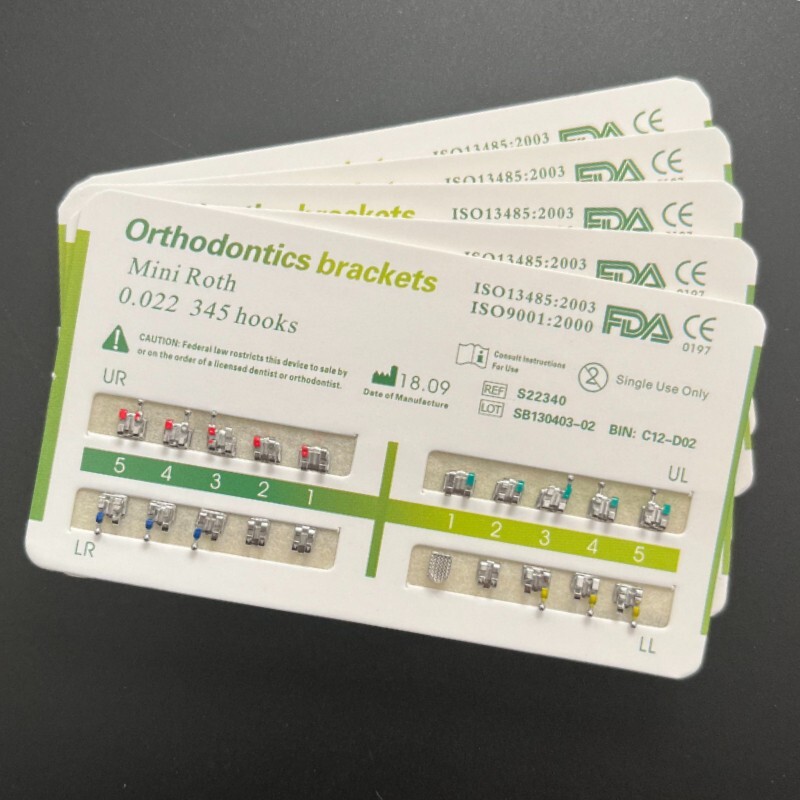 5 Sets Dental Orthodontic Metal Brackets Mini Roth 022 345 hooks Mesh Base CE