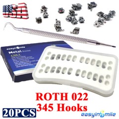 Orthodontic Metal Self-ligating Bracket Dental MINI Brace ROTH 022 345Hook 0.022