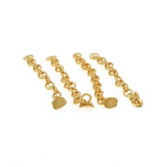 Dental Orthodontic Traction Rectangular Round 18K Gold Plated Buttons With Chain