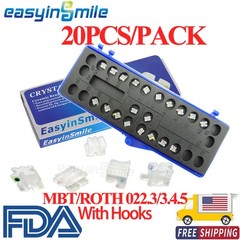 1PK Dental Orthodontic Ceramic Brackets Clear Braces Roth/MBT 022 3/345 Hooks