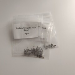 10Packs 100Pcs Bondable Sliding Crimpable Hook Long Curved Left Right 10Pcs/pack