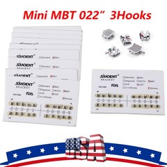 10Packs Orthodontics Dental Metal Brackets Braces Mini MBT 022 Slot 3 Hooks NEW