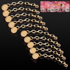 Dental Orthodontic Traction Chain Golden Gold Round Mesh Base Lingual Buttons
