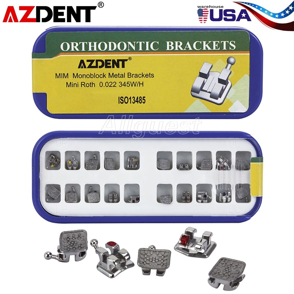 AZDENT Dental Orthodontic Brackets Braces Monoblock Mini Roth.022 345 Hooks