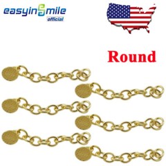 6pcs Dental Ortho Traction Chain Round Button with Chain Gold Plated Easyinsmile