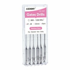 6PCS Dental Staniless Steel Gates Glidden Drill Engine 32mm #1-6 AZDENT