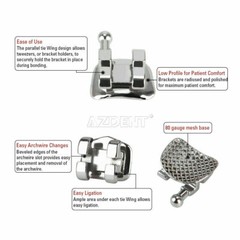 50 X Dental Orthodontic Brackets Standard Edgewise Slot.018 Hooks 3-4-5 Metal