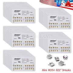 USA!!50 Packs Dental Orthodontic Bracket Braces Mini Roth 022 Slot 3hooks