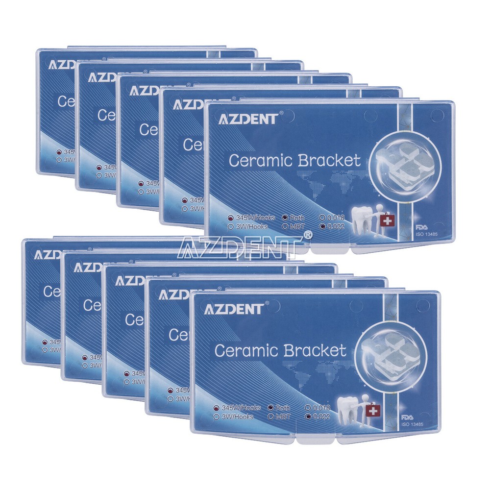 Dental Ortho Brackets MBT/Roth.022 3 4 5Hooks Ceramic Marked Invisible Clear AZ