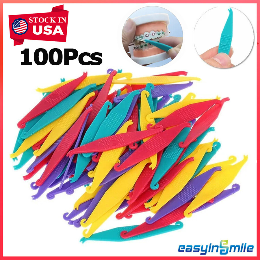 100XDental Orthodontic Elastic Placer Rubber Bands Extractor Ligature Ties Hooks