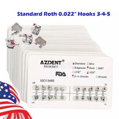 10 Packs Dental Ortho Metal Brackets Standard Roth Slot 022″ Hooks 3-4-5 AZDENT