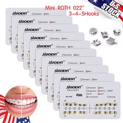 10 Packs Dental Metal Brackets Braces Mini Roth Slot.022 3-4-5 Hooks dentist SA