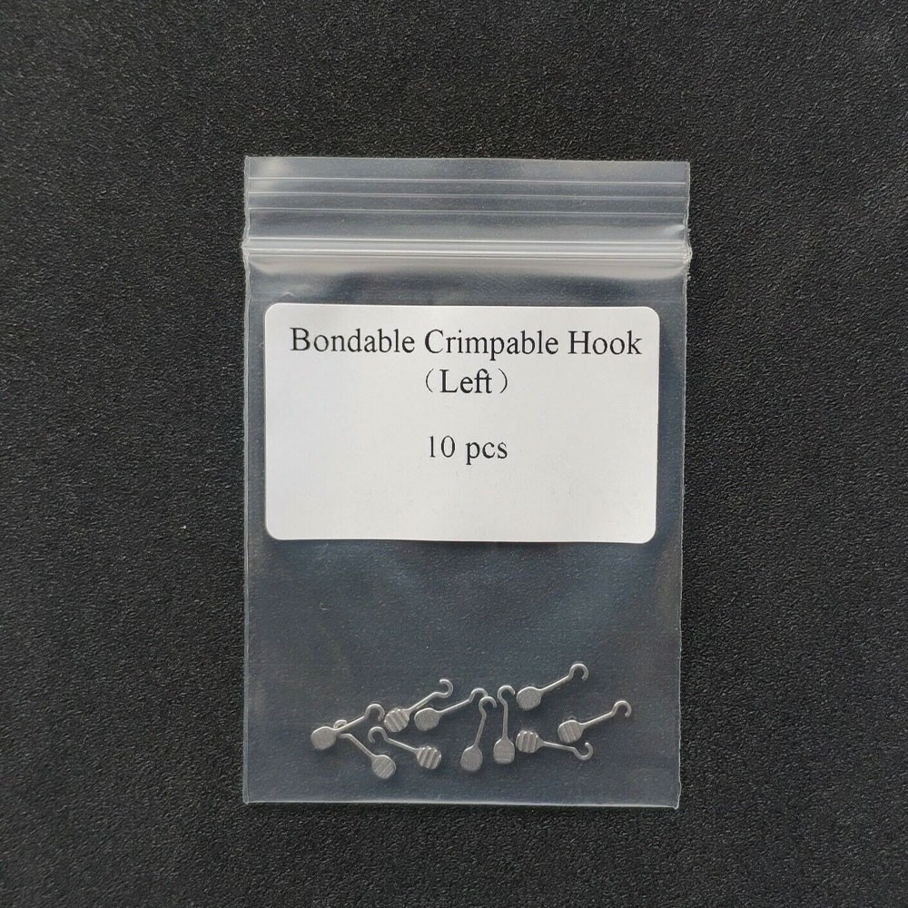 10 Pieces Bondable Sliding Crimpable Hook Long Curved 10Pcs pack Left Right