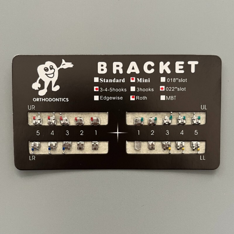 5 Sets Dental Metal Brackets Braces Mini Roth/MBT 022 Slot 345 hooks Mesh Base