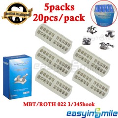 5Packs Dental Mini Orthodontic Metal Brackets MBT/Roth Braces 022” 3/345 Hook