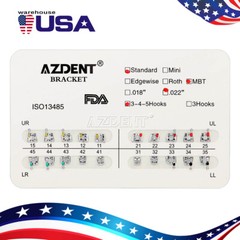 10 X Dental Orthodontic Metal Bracket Braces Standard MBT Slot 0.22 Hook 3-4-5