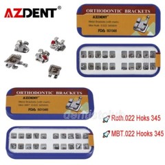 AZDENT Dental Orthodontic Metal Brackets Braces Mini Roth /MBT.022 Hooks 345 FDA