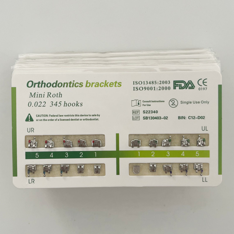 10Sets Dental Ortho Metal Brackets Mini Roth 022 345 hooks Mesh Base 200 Pcs