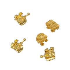 10 KIT 18K Gold Coated Dental Orthodontic Metal Bracket Mini Roth 022 3-4-5 hook